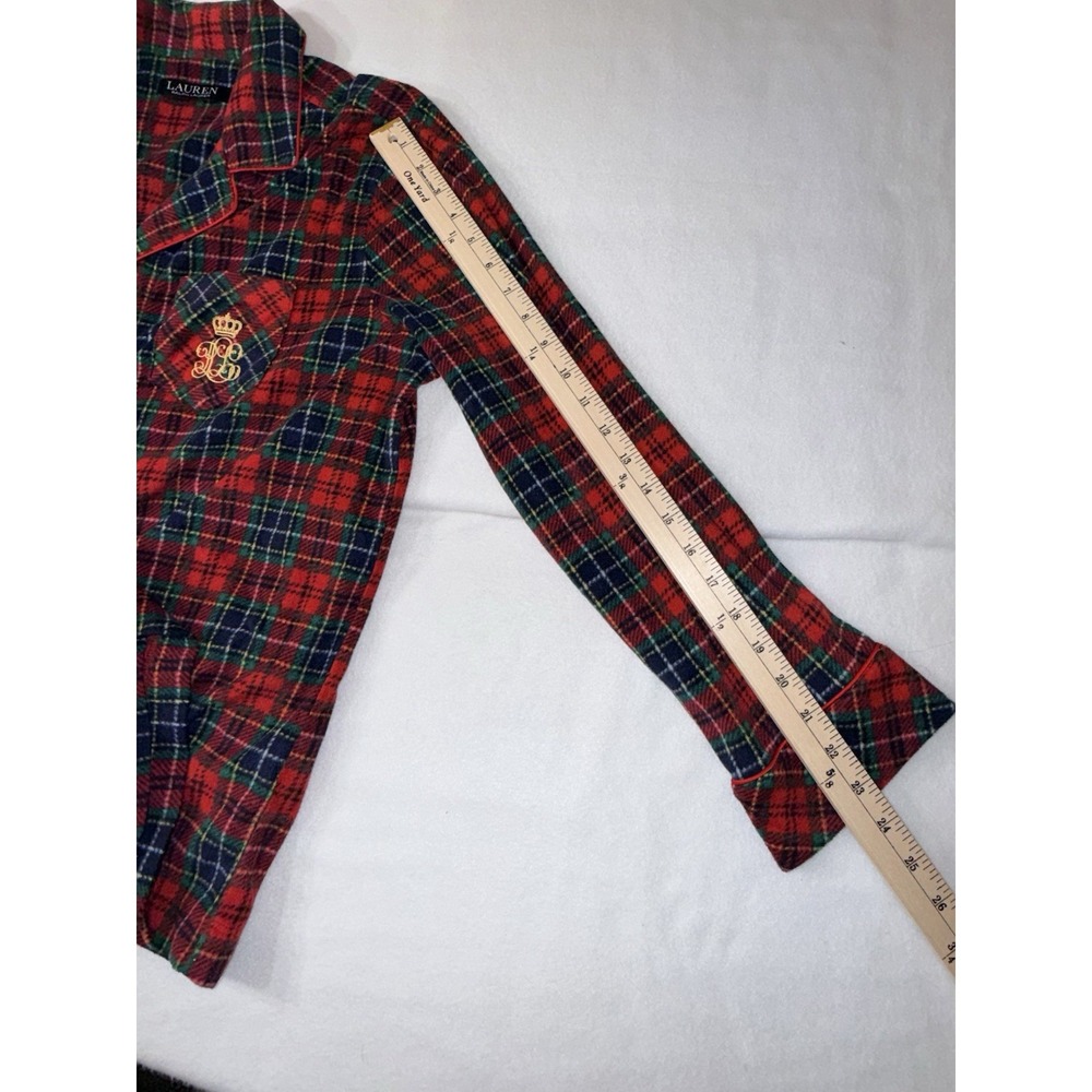 Lauren by Ralph Lauren Women's Red 2-PC Plaid Flannel Pajama Set Size L Crest - Picture 7 of 14
